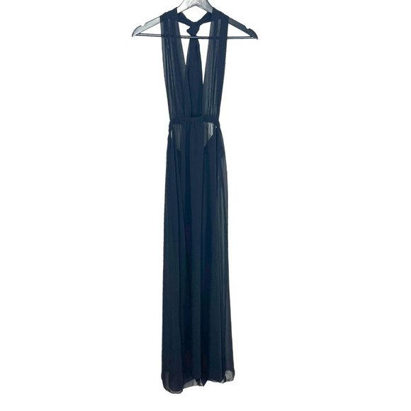 Bluebella Black Sheer Chiffon Halter Full Length Chemise XS - Picture 1 of 9